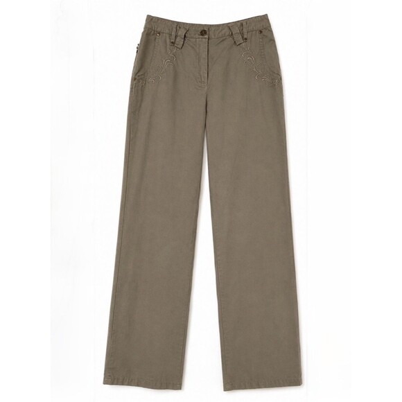 HengShun Pants - NWT HengShun Taupe Embroidered Straight Leg Pants Women’s Medium